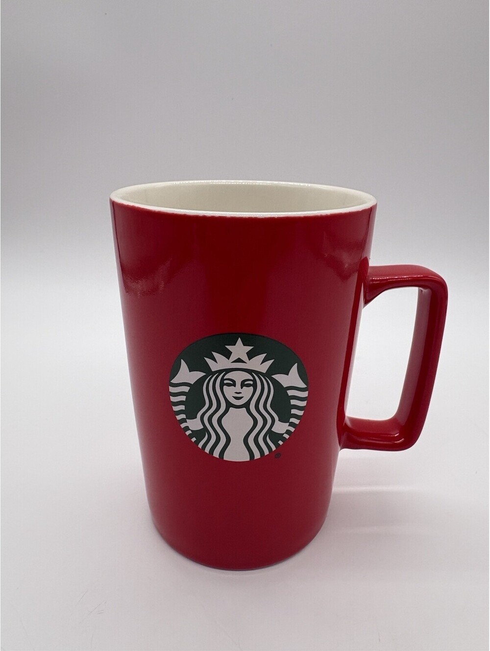 Starbucks 2021 Red Siren Logo Coffee Mug 14 oz Ceramic Square Handle